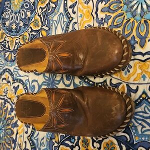Frye Caden Mules Booties Clogs Brown Western Shoes